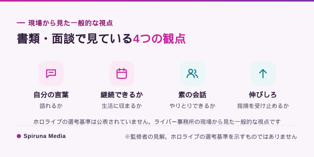 ライバー事務所の現場が書類・面談で見ている4つの観点